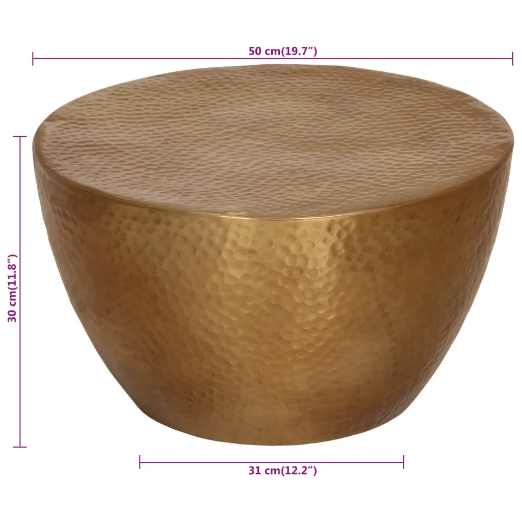 Tavolino da Salotto in Alluminio Martellato Ø 50x30 cm Ottone 359610
