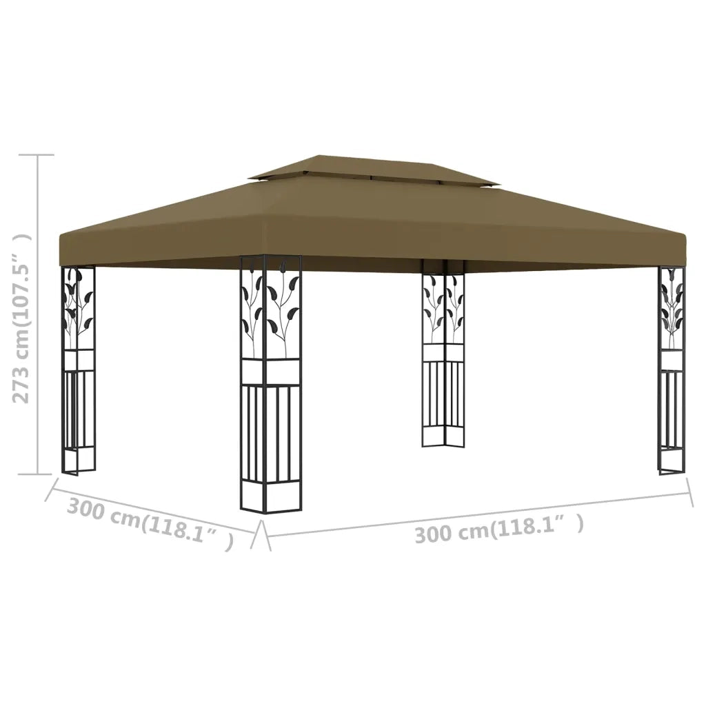 Gazebo | Pergolato con Tetto Doppio 3x4 m Grigio Talpa 180 g/m2