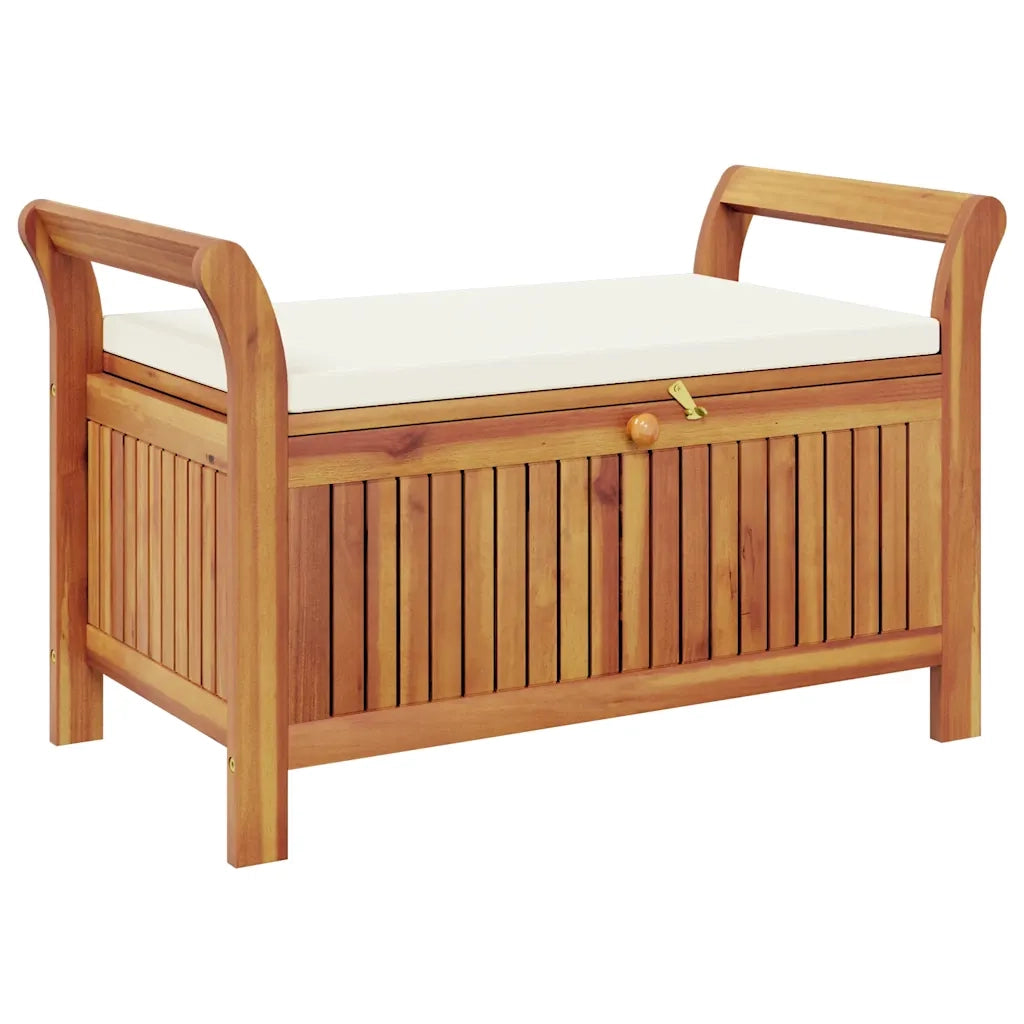 Panca Portaoggetti Giardino Cuscino-Sgabello-Panca con Contenitore 91 cm Legno Massello Acacia 609096
