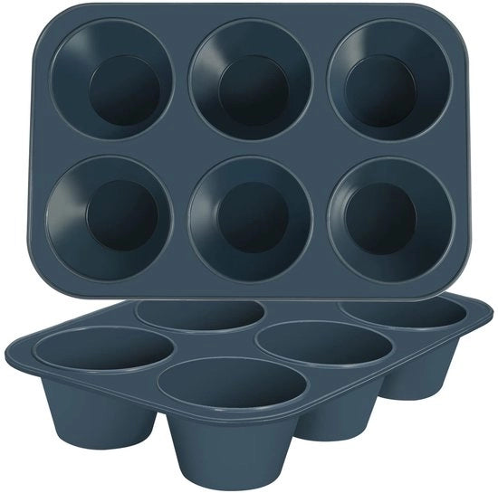 Muffinatura in silicone grande da 2 pezzi per muffinatura, cupcake e pudding, dimensioni 27,8 x 19 x 5 cm