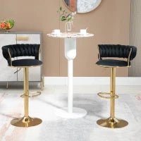 Set di 2 Sgabelli da Bar Girevoli 360° in Velluto con Altezza Regolabile, Design Lussuoso per Cucina e Sala da Pranzo, Nero