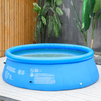 EasyComfort Piscina Gonfiabile da Giardino per 3-4 Persone in PVC a 3 Strati con Valvola di Scarico e Pompa Manuale Inclusa, Φ274x76cm, Blu