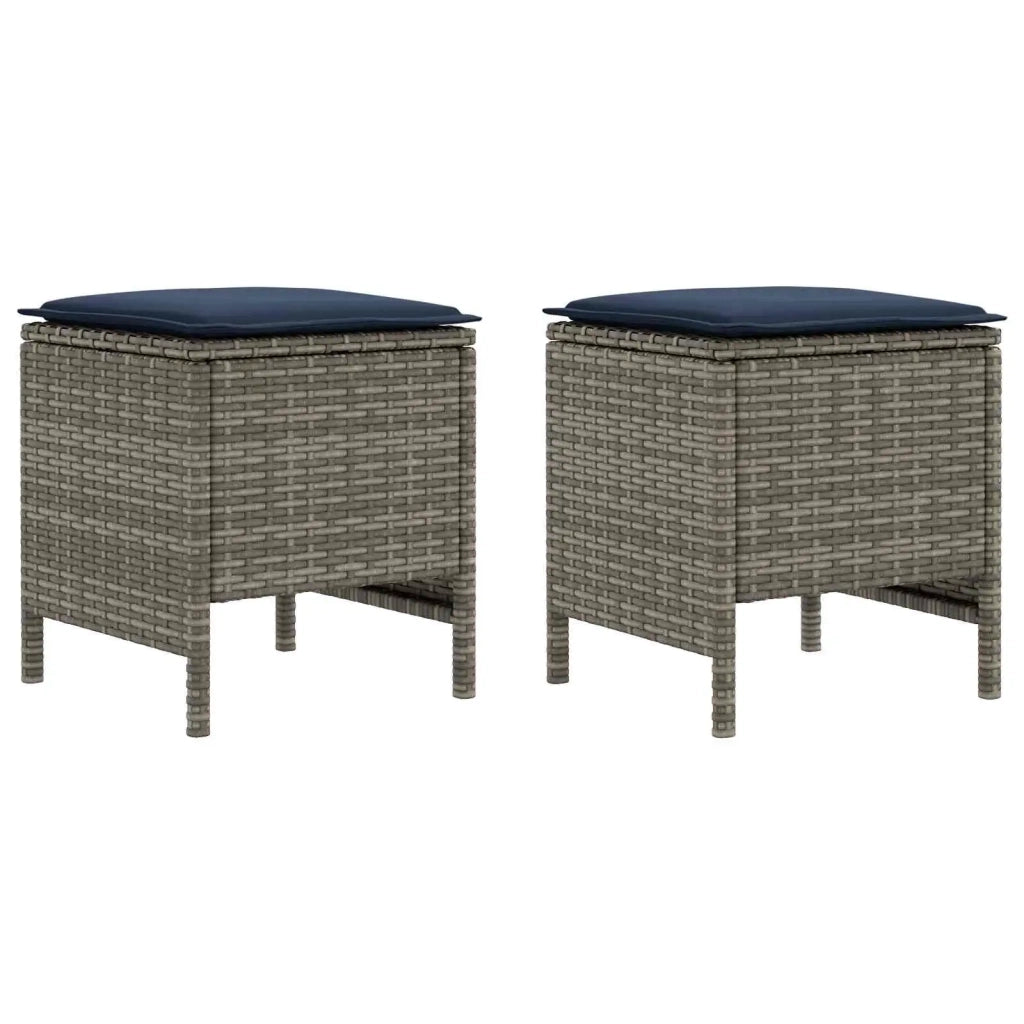 Poggiapiedi da Giardino 2 Pezzo Grigio e Blu Navy Rattan in PE 42025388