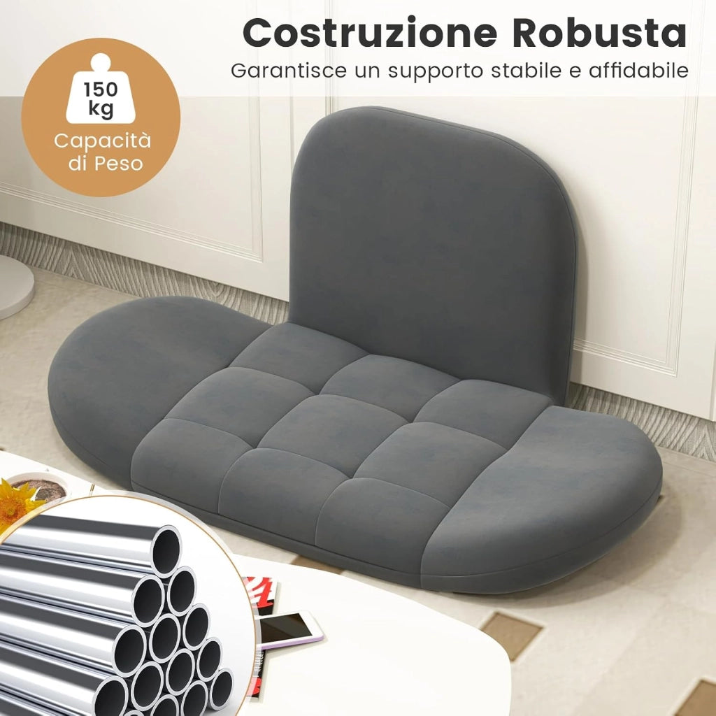 Sedia da Terra Pieghevole, Poltrona da Pavimento, Poltrona da Terra, con Schienale e Braccioli Regolabili, Sedia per Lettura e Medtazione, Grigio (Grigio, Non Base)