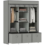 Armadio scorrevole in tessuto con 3 cassetti ¨C zephmum ¨C Grigio chiaro 125x43x162.5 cm
