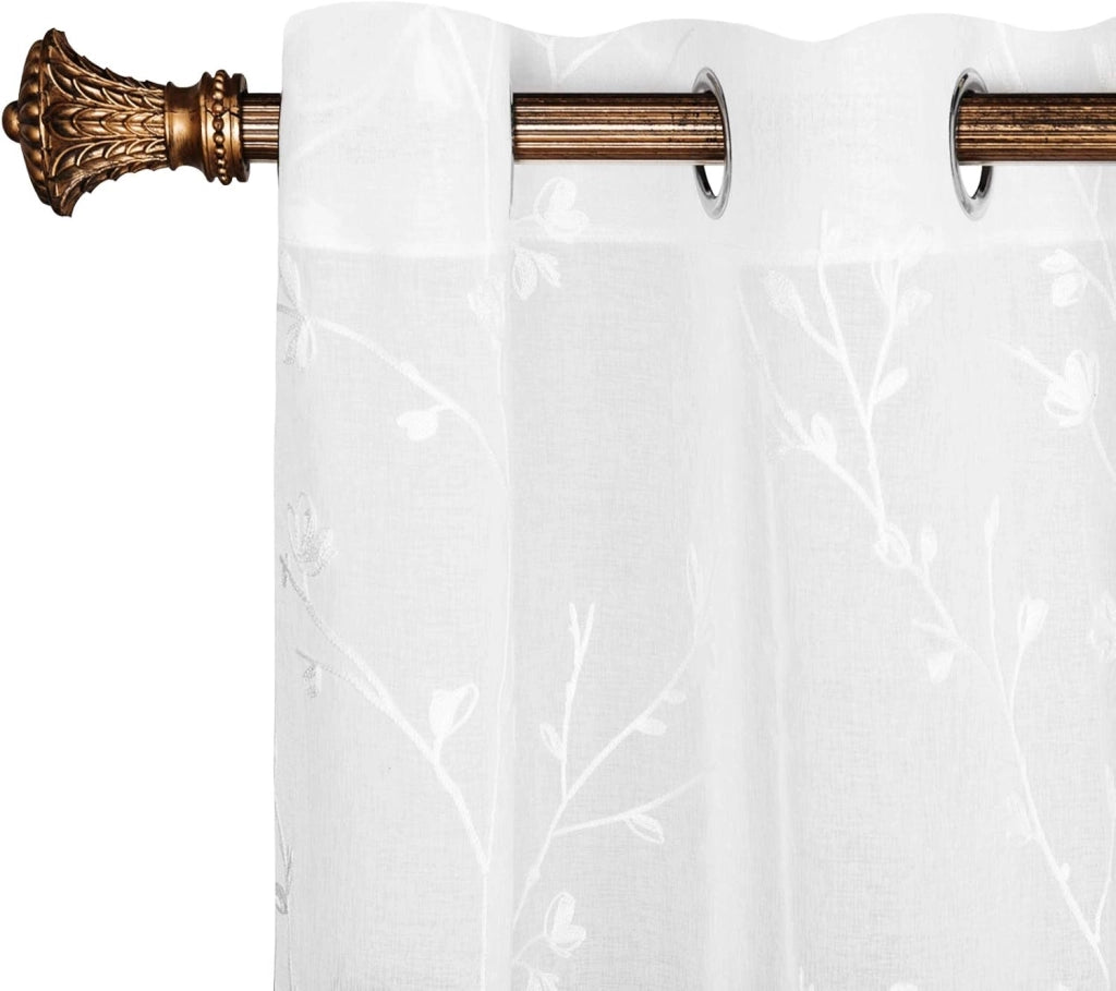 Tende Conveniente per soggiorno/camera da letto/biblioteca, Fineste Tenda Trasparente, per Camera da Letto Voile 2 Pannelli, Bianco, 140x175cm