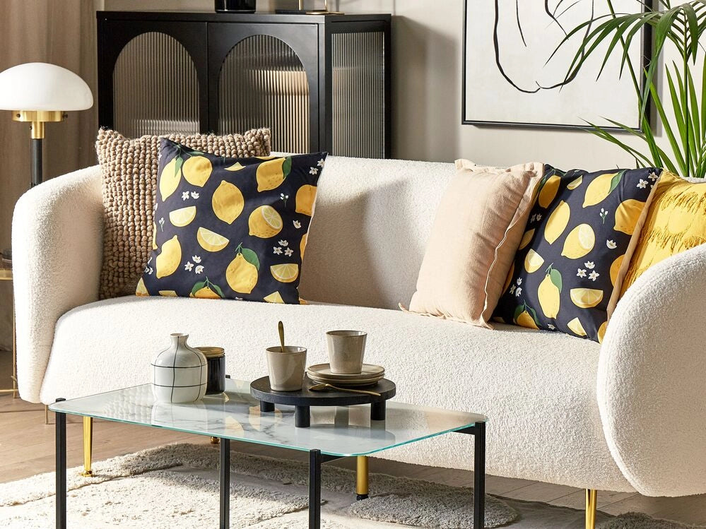 Set di 2 cuscini in poliestere con motivo a limoni 45 x 45 soggiorno camera da letto