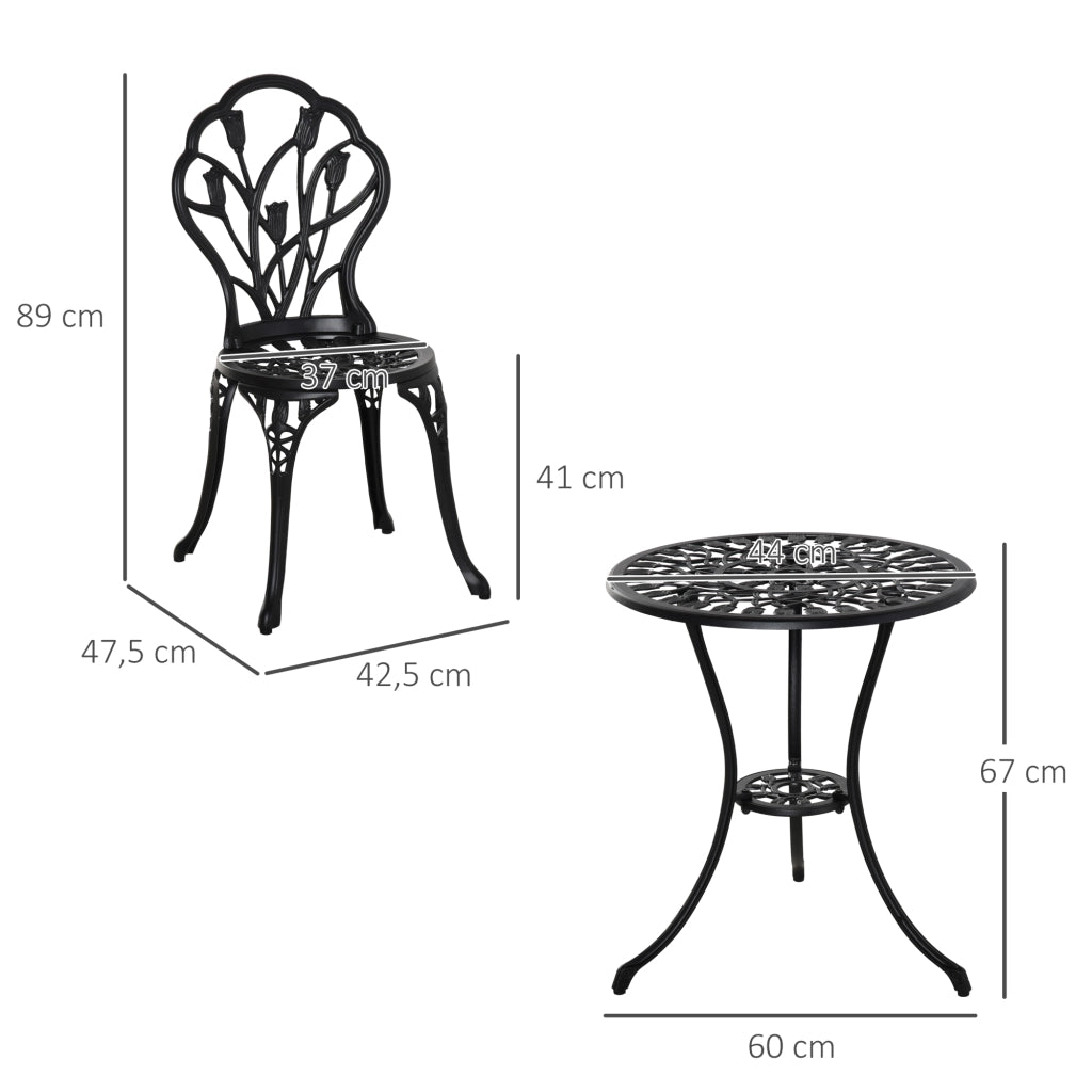 Set tavolo e sedie da giardino 2 posti ¨C zephmum ¨C alluminio nero