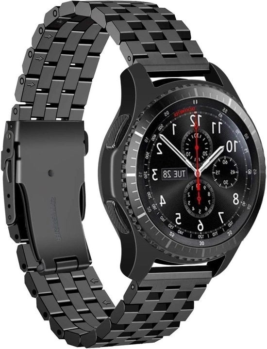 Cinturino di sostituzione in acciaio inossidabile 22mm per Samsung Galaxy Watch 46mm, Galaxy Watch 3 45mm, Gear S3 Frontier - Nero Argento - 22mm largo - Design duraturo