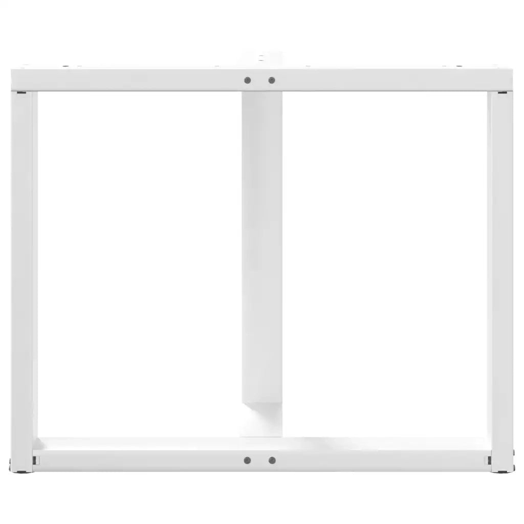 Gambe per tavolo da pranzo a forma di T 2 pz bianche 100x35x(72-73) cm in acciaio 4013069