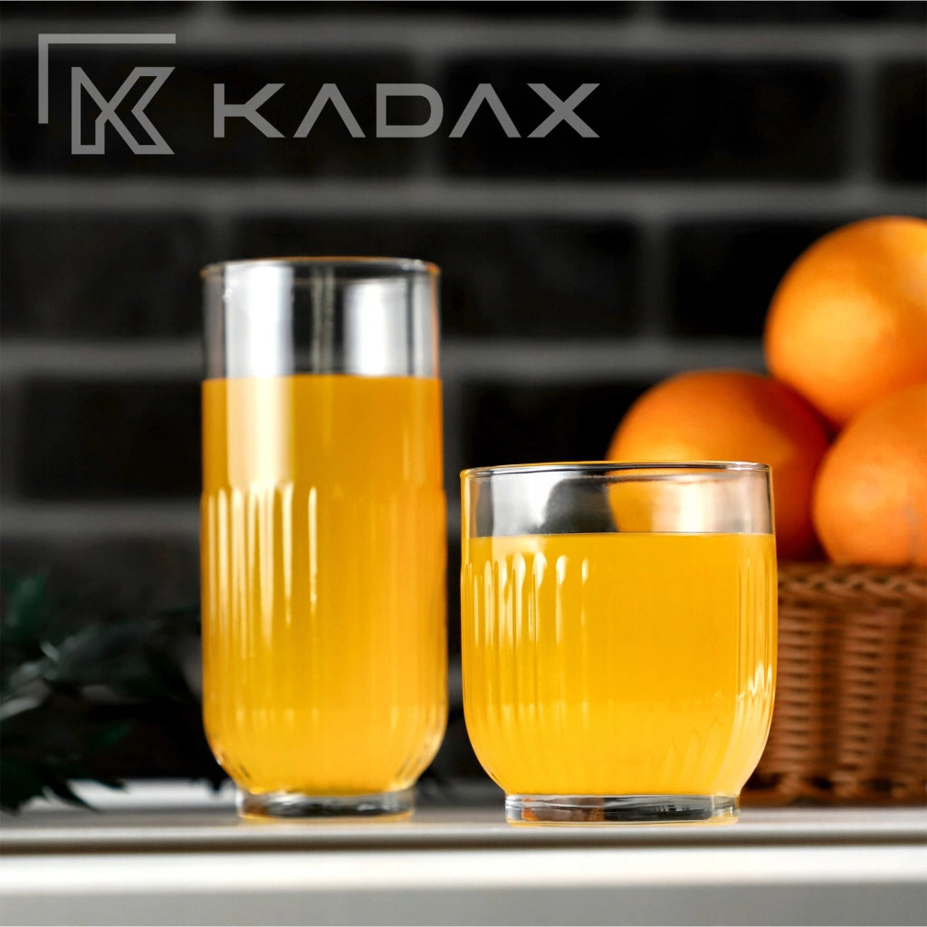 Bicchieri KADAX per bevande, whisky, succhi di frutta, set da 6 bicchieri, 330 ml