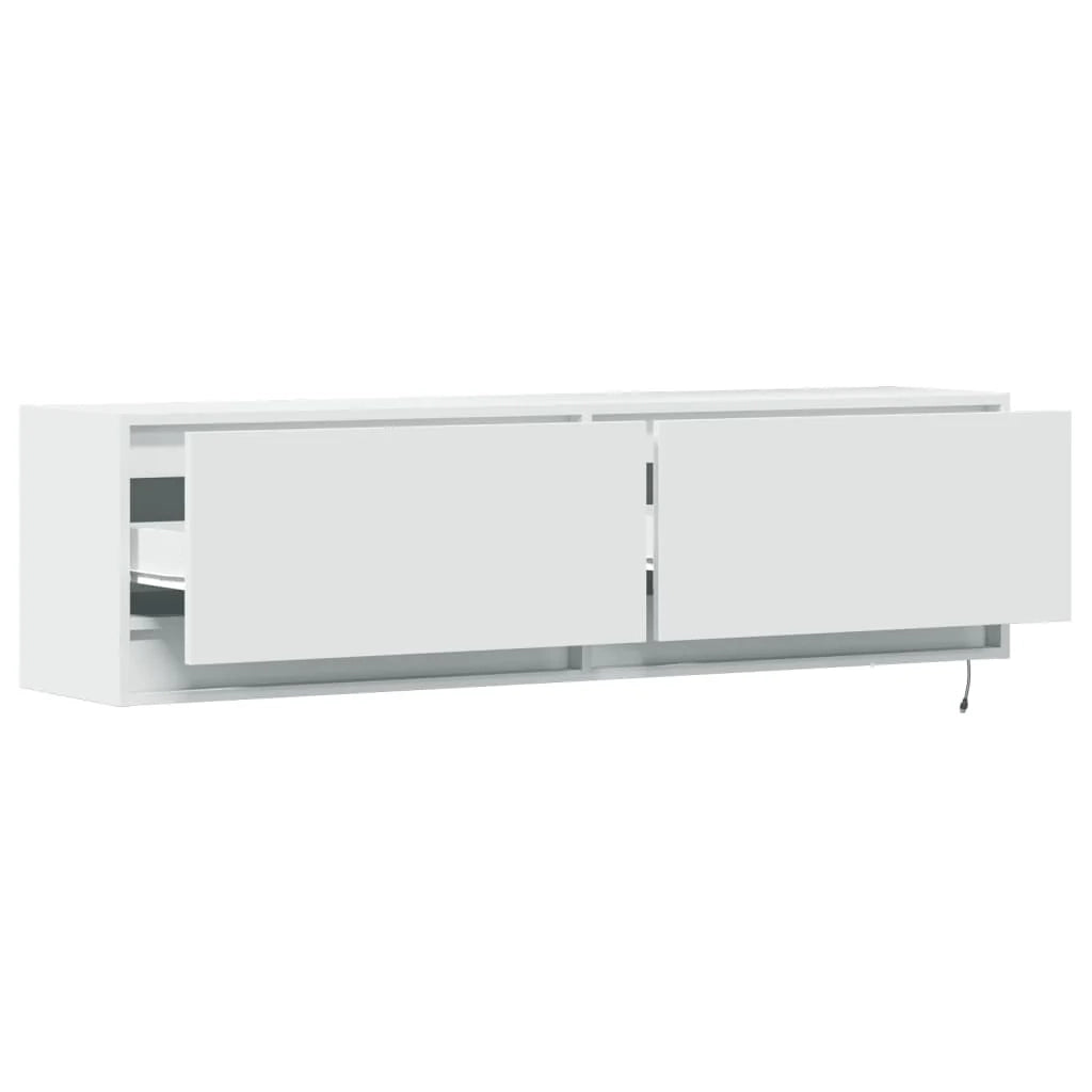 Mobile TV multimediale scaffale TV credenza mobile TV sala da pranzo soggiorno camera da letto mobile da parete con luci LED 140 x 31 x 38 cm bianco 02_0027865