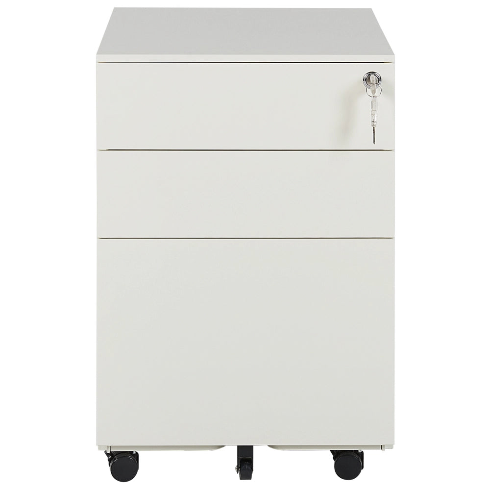 Mobiletto Ufficio Acciaio Nero con Ruote 3 Cassetti Chiusura a Chiave Design Industriale