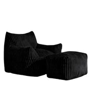 Poltrona relax con poggiapiedi e supporto ergonomico a 5 zone in flanella grigio