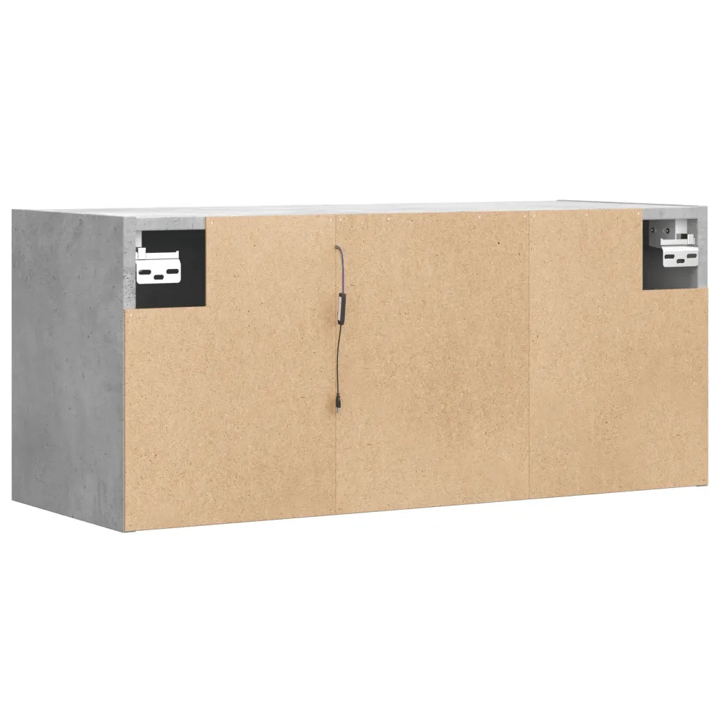 Mobile TV a Parete con Luci LED Grigio Cemento 80x31x35 cm 852260