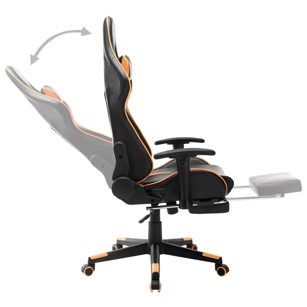 Sedia da Gaming con Poggiapiedi Nera e Arancione in Similpelle 20516