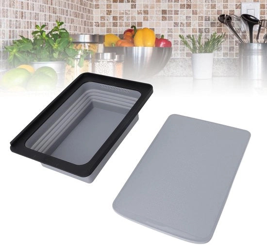 Camping Gootsteen Opvouwbaar - Multifunzionale Ciotola da Cucina - Base Antiscivolo - Piastra da Taglio - Risparmio di Spazio - Design Moderno - Sciacquato