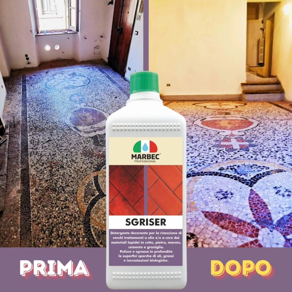 Detergente sgrassante professionale SGRISER   1LT + Tampone Marrone
