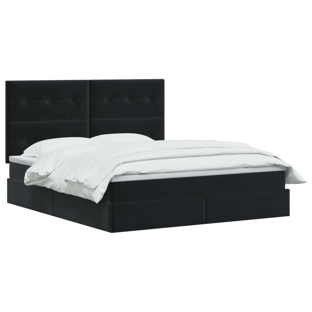 Letto con contenitore LED e materasso Nero 160 x 200 cm Velluto 3460142