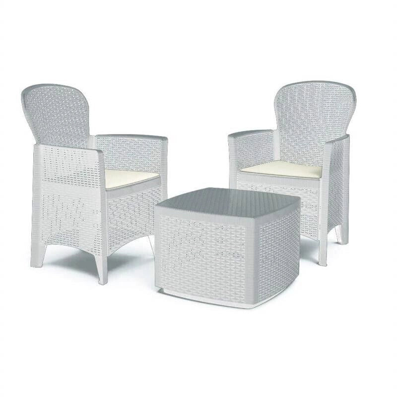 MAURY'S SALOTTINO ALESSIA DA GIARDINO CON CUSCINI 3 PZ BIANCO
