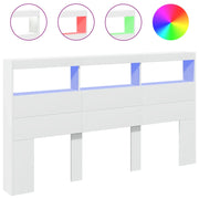 Testiera con Contenitore a LED-Testata del letto Bianca 180x17x102 cm