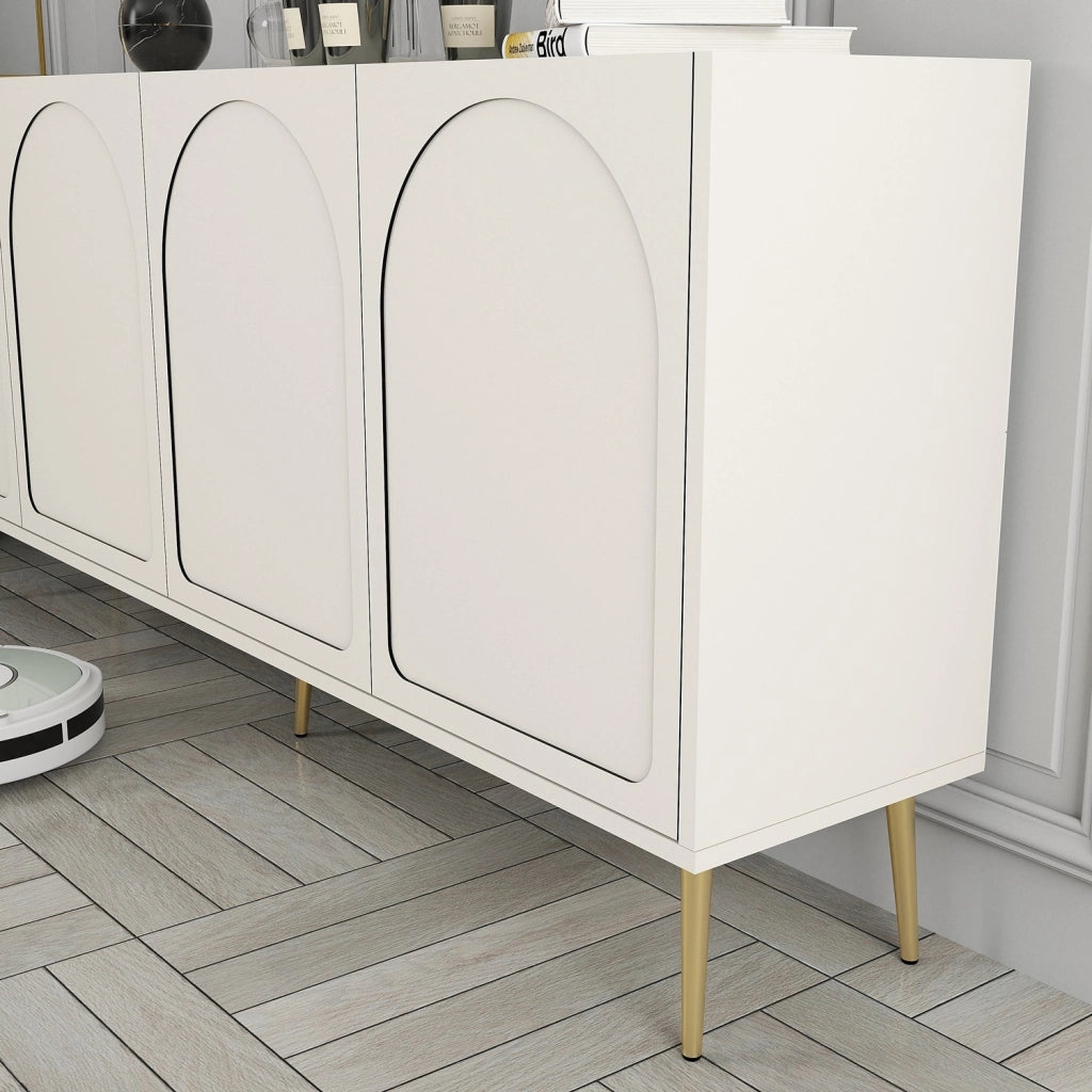 Credenza in legno "Lyon" - 180 x 35 x 80 cm - Crema, Oro