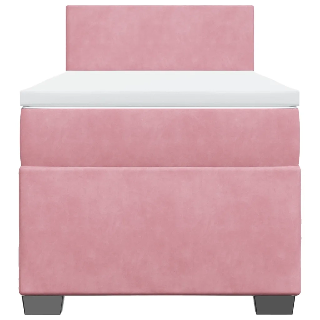Giroletto a Molle con Materasso Rosa 90x190 cm in Velluto 3288485