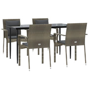 Set da pranzo da giardino nero e grigio da 5 pezzi con cuscini 02_0014863