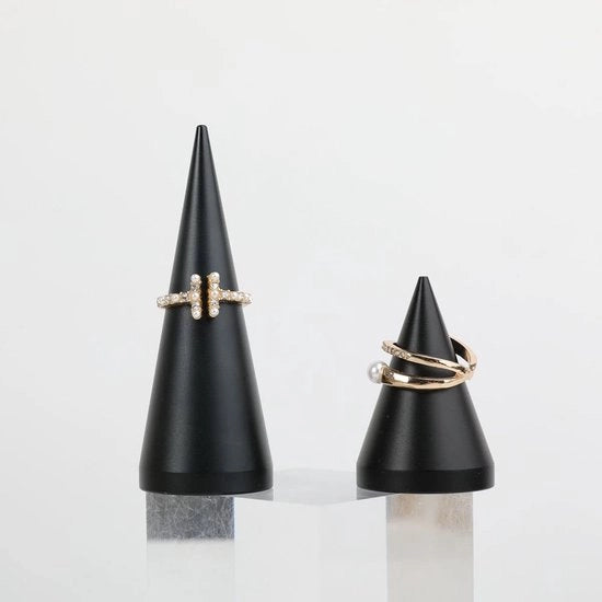 Display di anelli 2 in 1 in nero, organizzatore di anelli per abbigliamento da cerimonia di matrimonio, display di anelli per notte in nero, contenitore per anelli da tavolo da notte [nero]