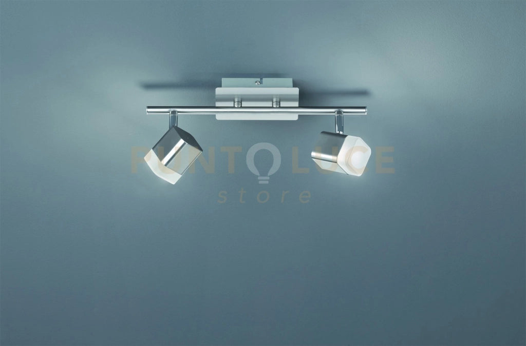 ROUBAIX BARRA 2 SPOTS LED 7W 800lm, 3000K QUADRATI METALLO ACCIAIO SATINATO L.34CM