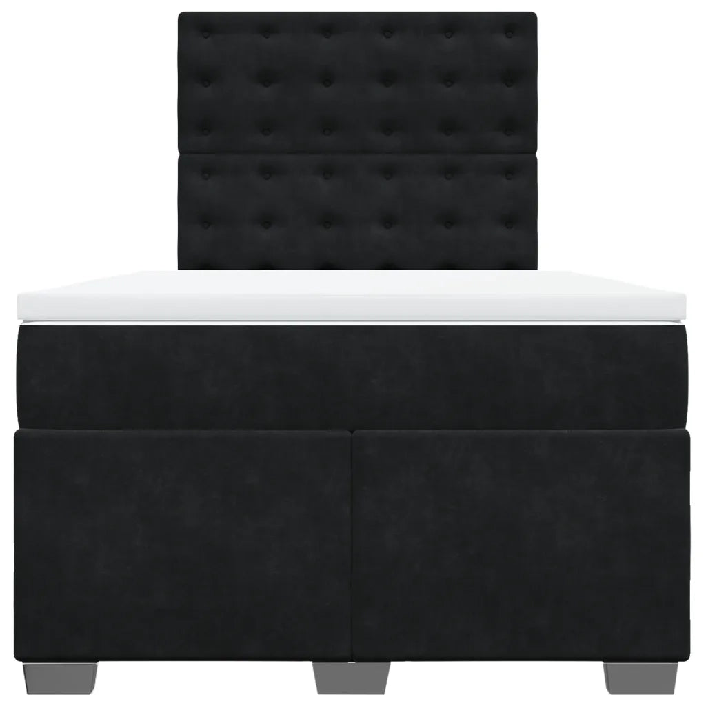 Giroletto a Molle con Materasso Nero 120x190 cm in Velluto