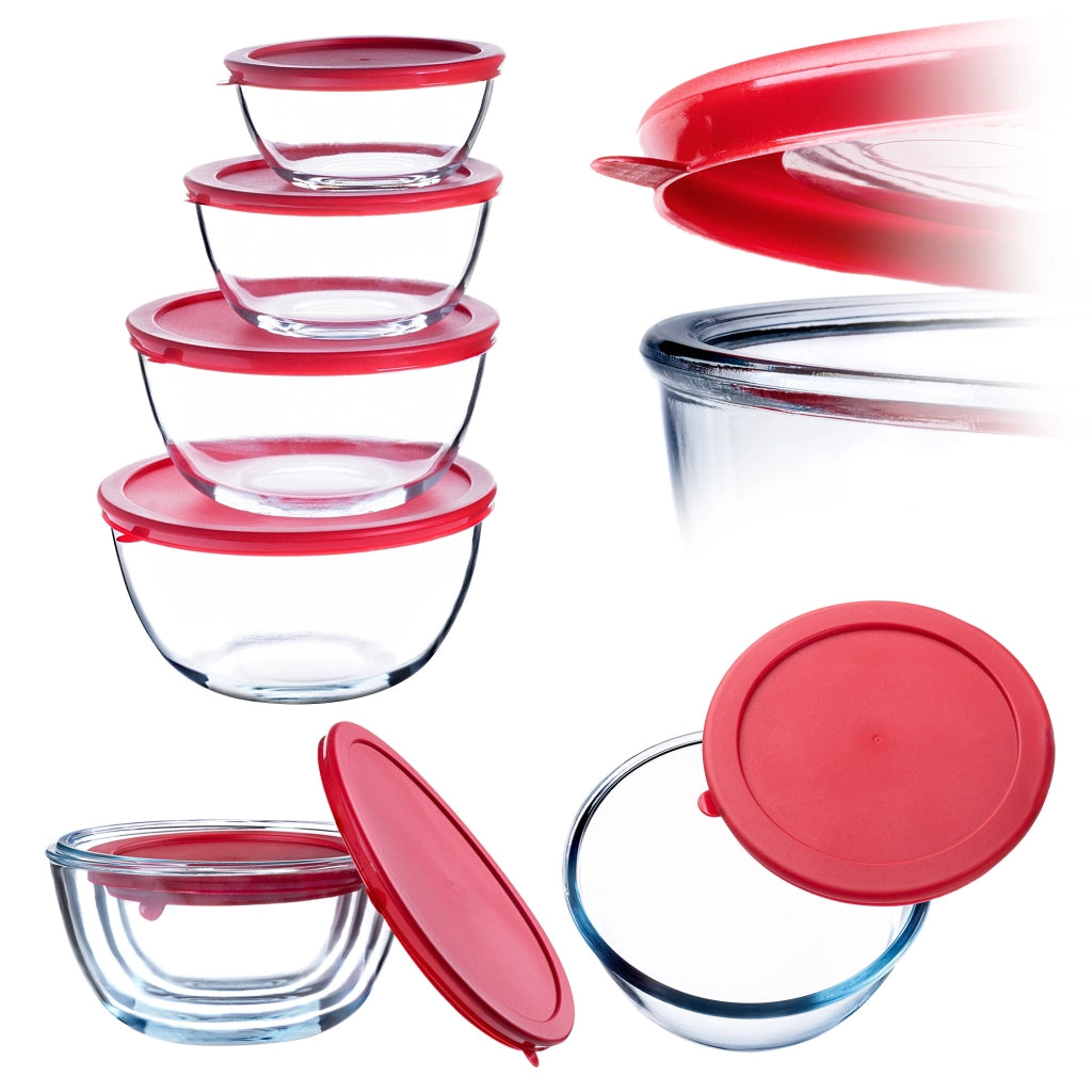 Set di 4 pirofile in vetro KADAX resistenti al forno con coperchio