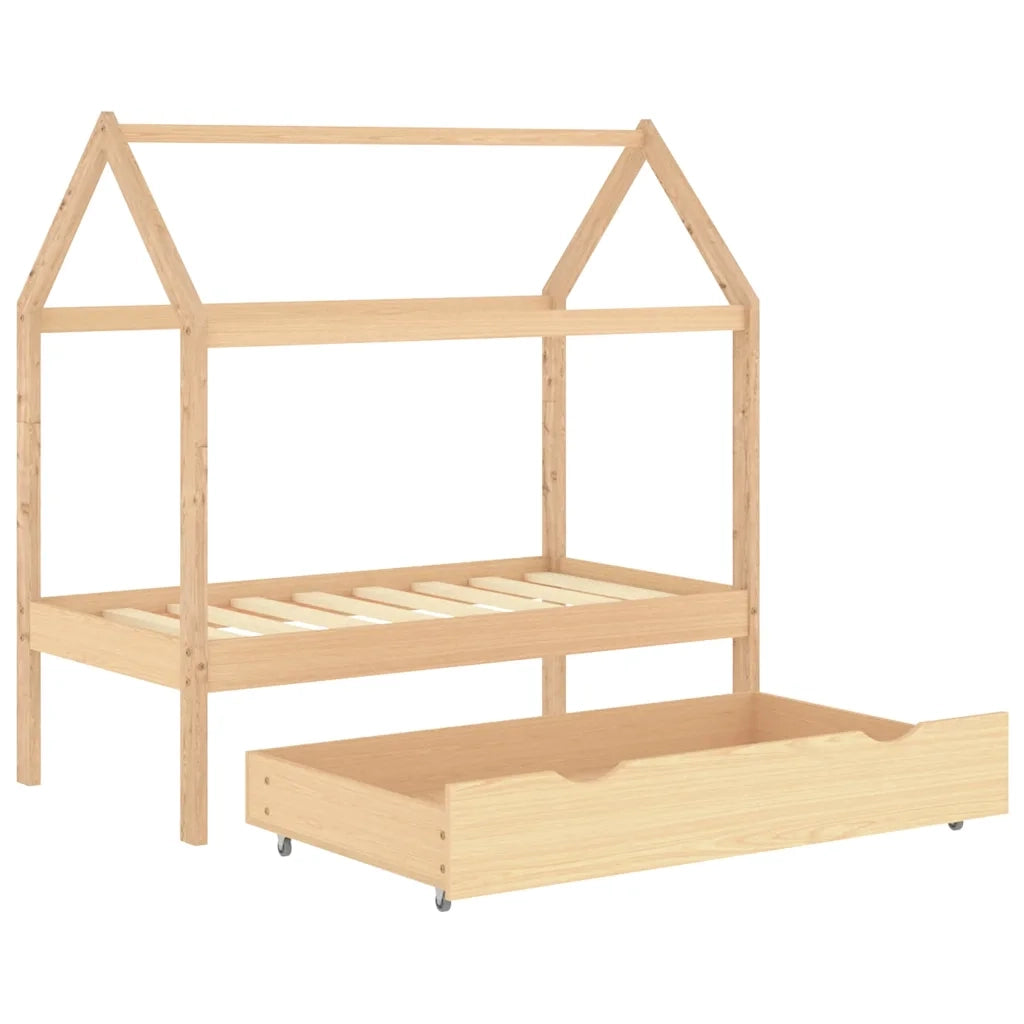 Giroletto per Bambini | Letto Infantile | Lettino con Cassetto in Pino Massello 70x140 cm