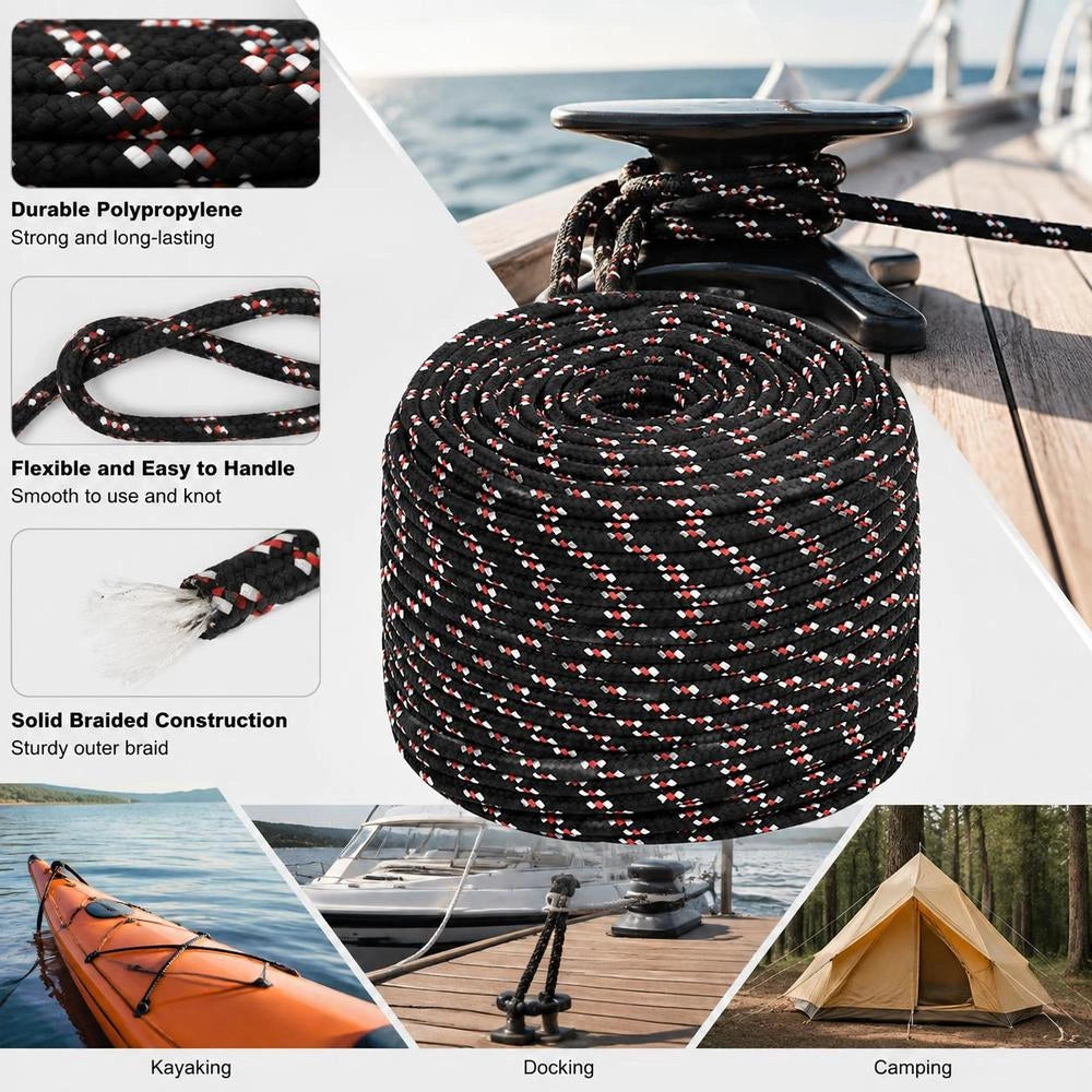 Boat Rope, Black, 10 Mm, 25 M, Polypropylene