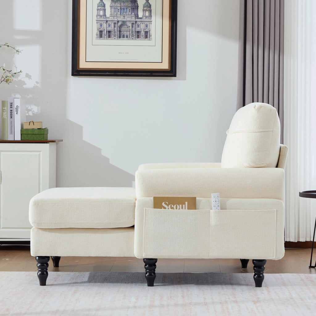POLTRONA in Chenille Beige 125,5 x 97 x 86 cm