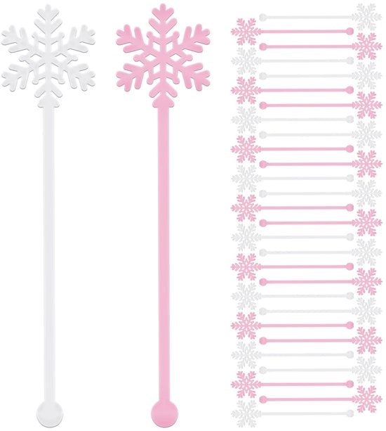 Set di bastoncini per cocktail 30 pezzi - Motivo neve a vela - Acrilico - Adatto per bevande calde/fredde - Materiale duraturo - Bastoncini per cocktail