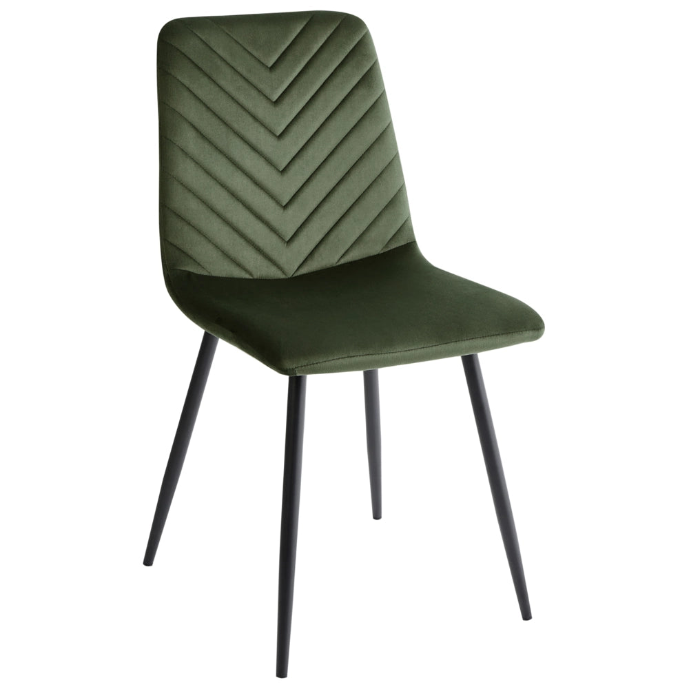 Set di 4 sedie da pranzo in velluto per la sala da pranzo gambe in ferro verde oliva stile elegante