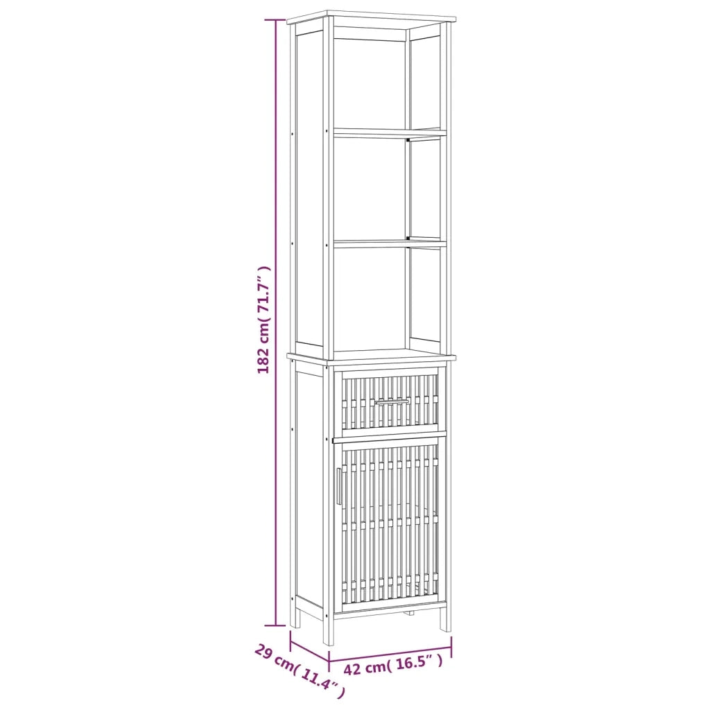 Armadietto da Bagno | Armadio da bagno 42x29x182 cm in Legno Massello di Noce