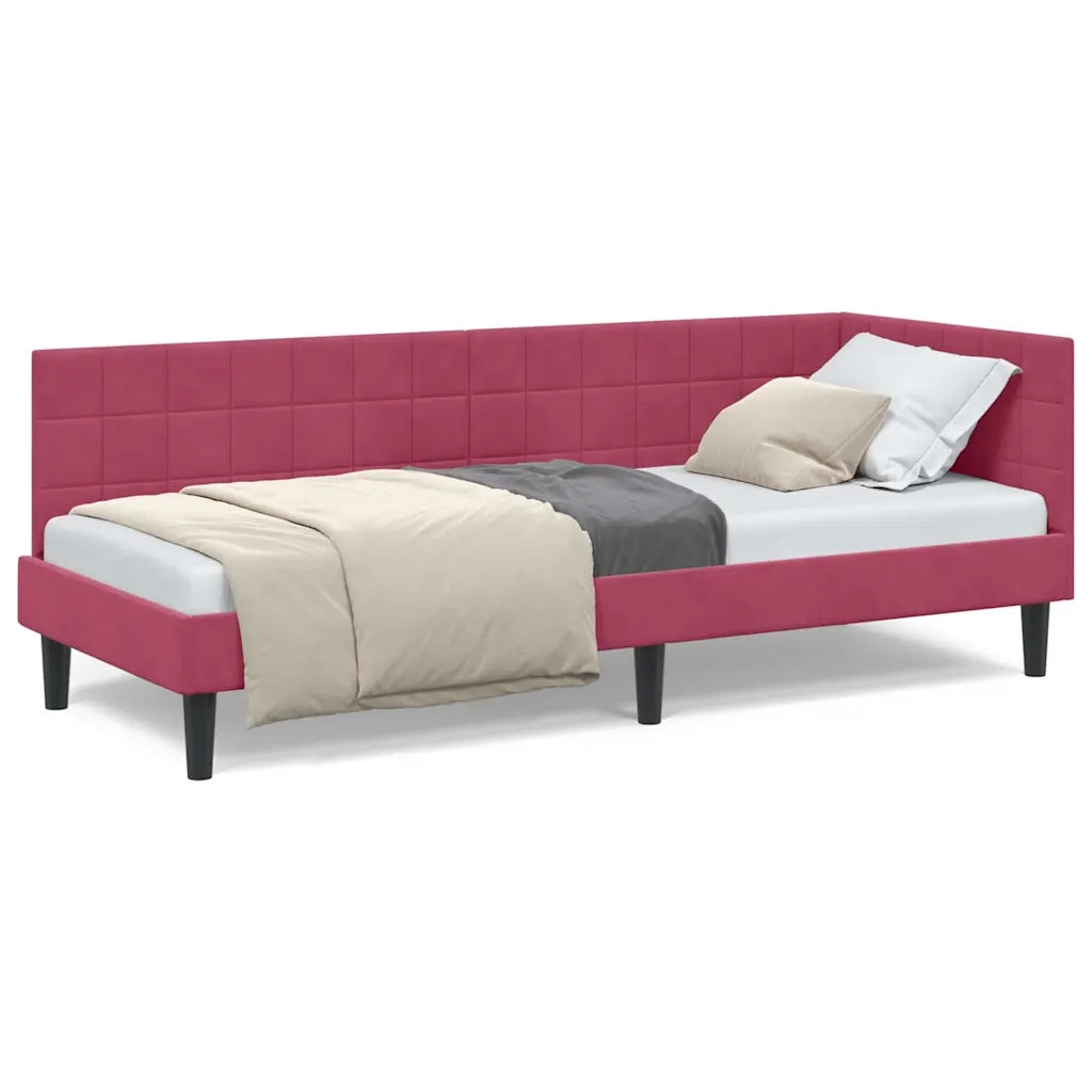 vidaXL Cornice del letto ad angolo Rosso vino 80 x 200 cm Velluto