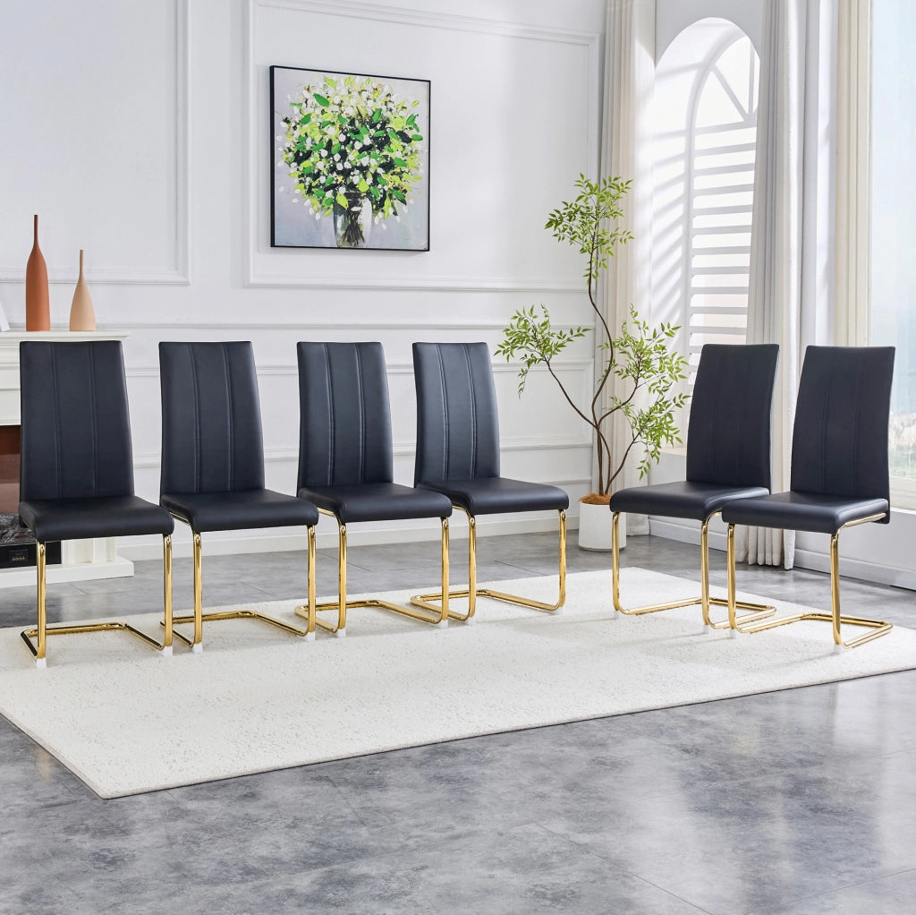 Sedia da Pranzo Nera in PU con Struttura in Metallo – Design Moderno ed Ergonomico