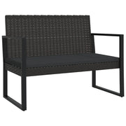 Panchina da Giardino | Panca da Giardino con Cuscini Nera 106 cm in Polyrattan