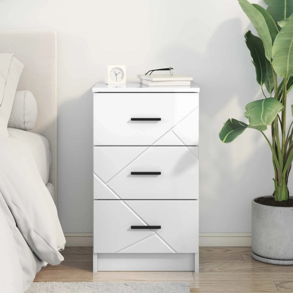 Armadio da Notte con cassetto Bianco lucido 38 x 38 x 66 cm 883378