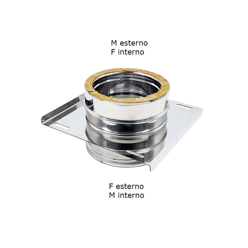 Piastra intermedia inox doppia parete di 180 - de 230 mm