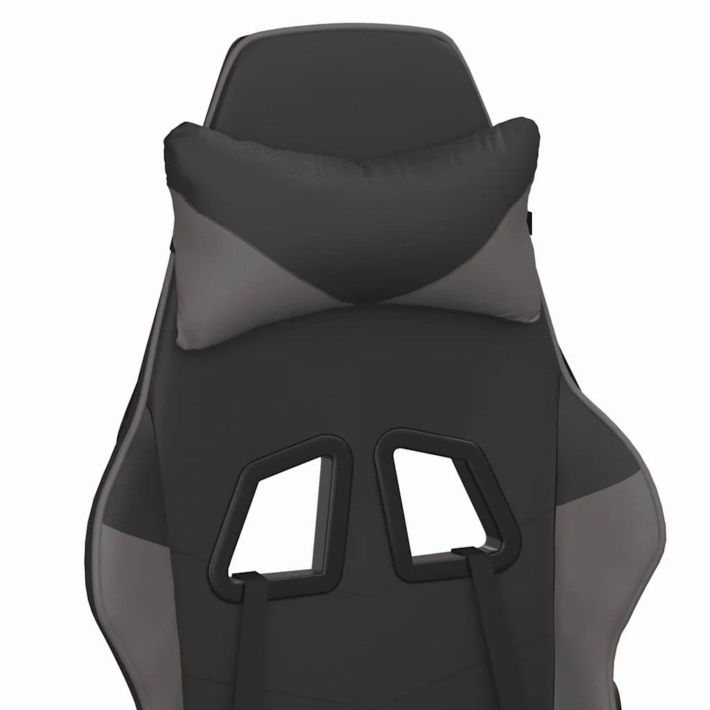 Sedia da Gaming Massaggio Poggiapiedi Nero e Grigio Similpelle cod mxl 62672