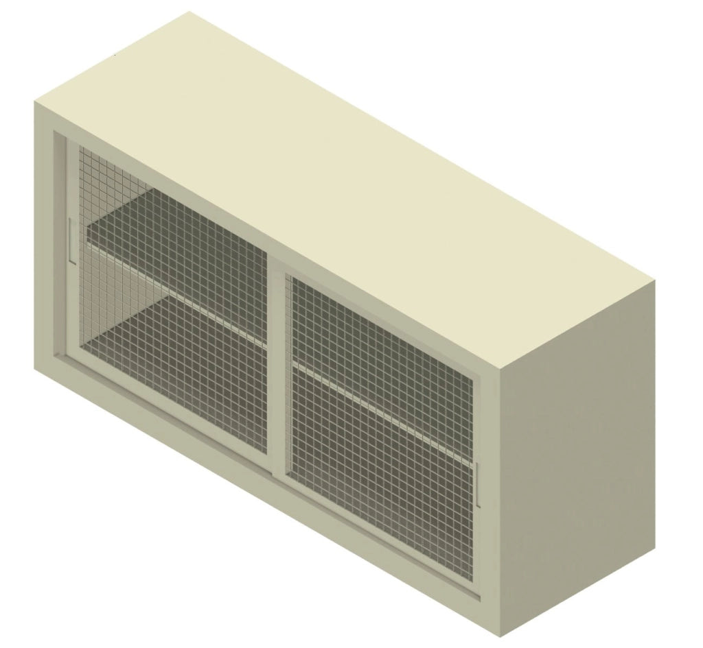 Armadio basso sopralzo da ufficio con ante scorrevoli in rete di metallo cm. 180x60x90H