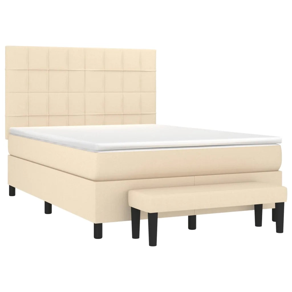 Giroletto a Molle con Materasso Crema 140x19 cm in Tessuto 3136594