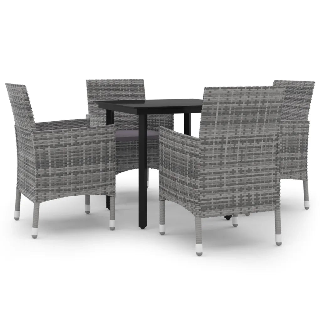 Set da Pranzo da Giardino 5 pz con Cuscini Polyrattan e Vetro cod mxl 39920