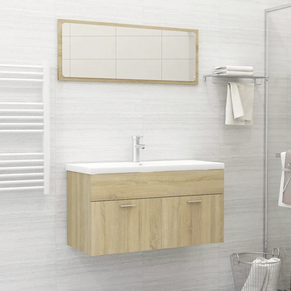 Set Mobili da Bagno 2 pz Rovere Sonoma in Legno Multistrato 804803