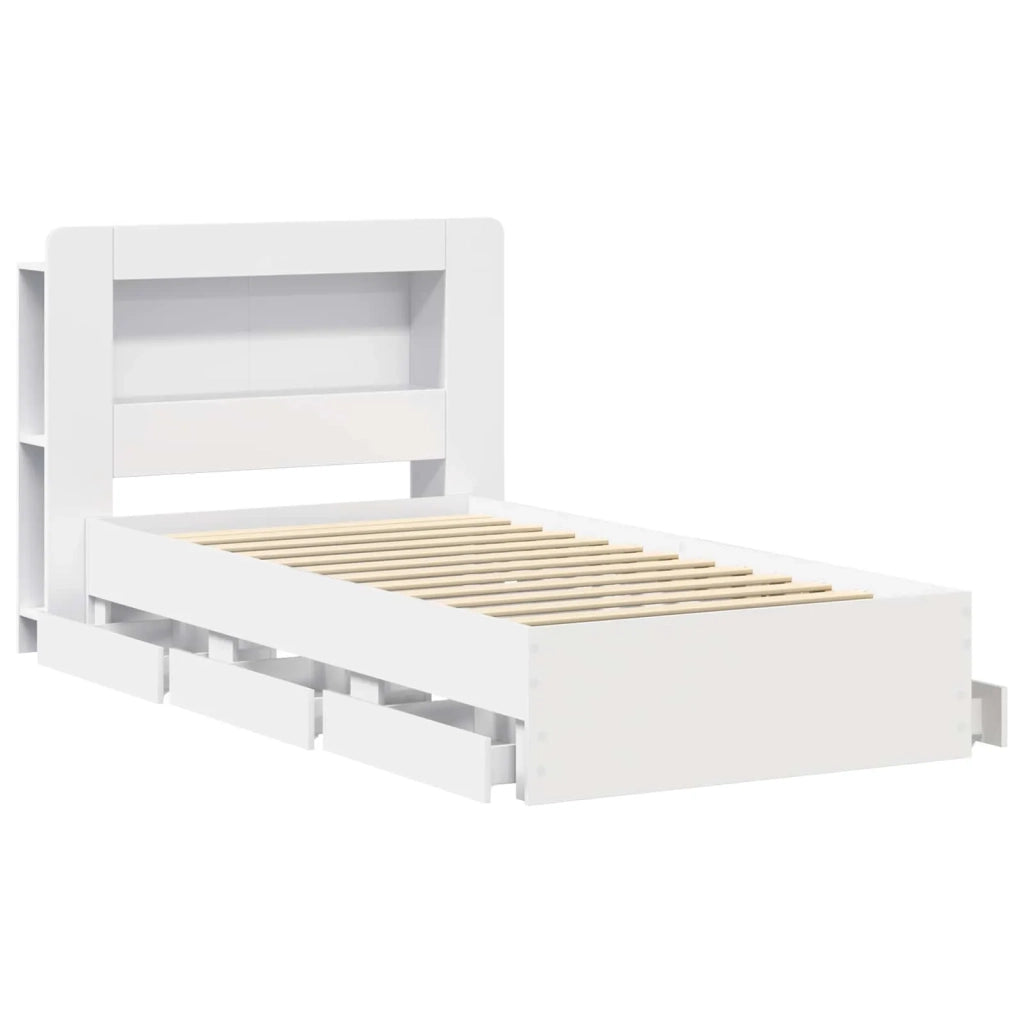 Struttura del letto con stoccaggio e testata Bianco 80 x 200 cm 3434003