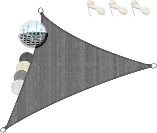 Ombrello ademante 6x42x42 m in antracite con forma triangolare, ombrellone per terrazza giardino casa in riva al mare, protezione UV HDPE, zonatura 600x420x420 cm, modello HS9
